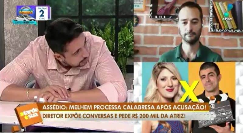 Thiago Rocha abaixou cabeça na bancada ao ouvir áudio de Dani Calabresa (Foto: Reprodução/RedeTV!) Thiago Rocha abaixou cabeça na bancada ao ouvir áudio de Dani Calabresa (Foto: Reprodução/RedeTV!)