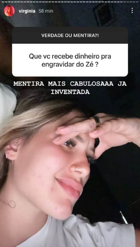 Virgínia voltou a negar que tenha recebido dinheiro para engravidar de Zé Felipe (Foto: Reprodução/ Instagram) Virgínia voltou a negar que tenha recebido dinheiro para engravidar de Zé Felipe (Foto: Reprodução/ Instagram)