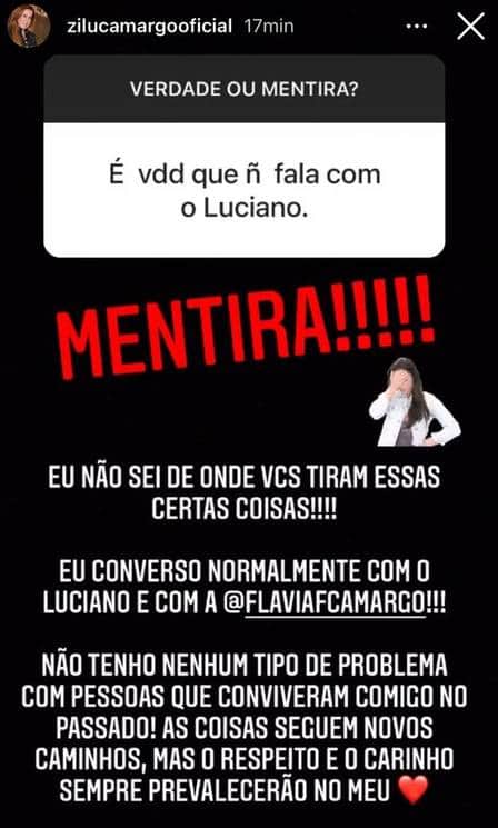 Zilu Godói resolveu falar de sua relação com Luciano Camargo, irmão de Zezé (Foto: Reprodução/ Instagram) Zilu Godói resolveu falar de sua relação com Luciano Camargo, irmão de Zezé (Foto: Reprodução/ Instagram)