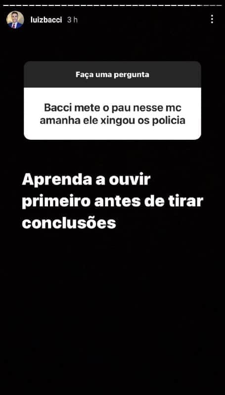 Apresentador falou da polêmica da prisão de um MC 