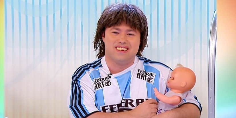 Alexandre Porpetone, o intérprete de Cabrito Tevez, no Jogo dos Pontinhos (Foto: Reprodução / SBT) Alexandre Porpetone, o intérprete de Cabrito Tevez, no Jogo dos Pontinhos (Foto: Reprodução / SBT)