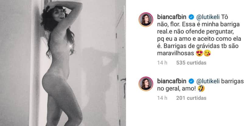 Atriz Bianca Bin responde questionamentos sobre gravidez - Foto: Reprodução/Instagram