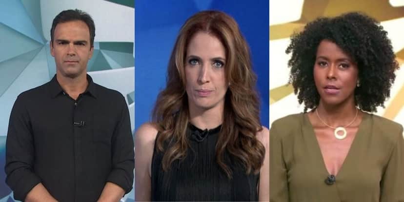 Tadeu Schmidt, Poliana Abritta e Maju Coutinho (Foto: Reprodução) Tadeu Schmidt, Poliana Abritta e Maju Coutinho (Foto: Reprodução)