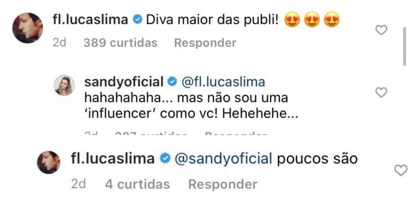 Sandy e Lucas Lima nas redes sociais (Foto: Reprodução / Instagram) Sandy e Lucas Lima nas redes sociais (Foto: Reprodução / Instagram)