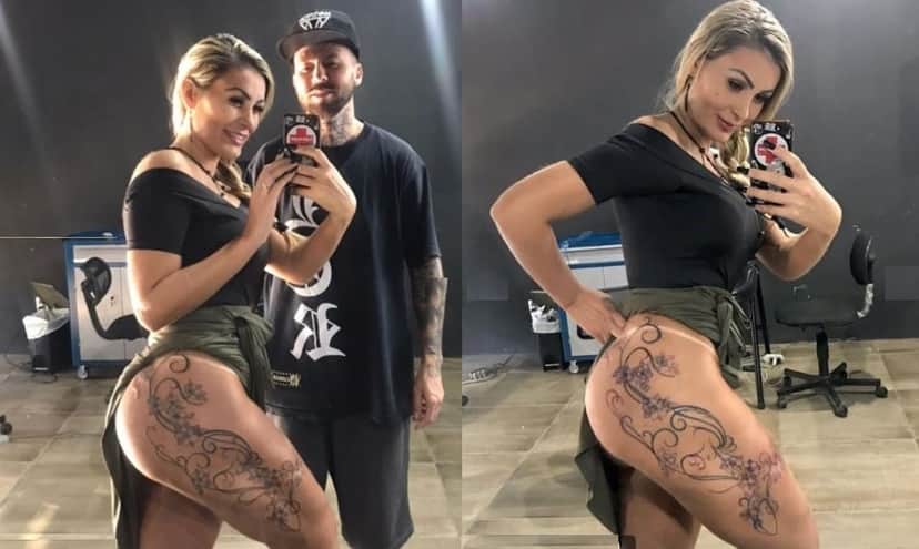 Andressa Urach arrumou tatuagem na perna (Foto: Reprodução) Andressa Urach arrumou tatuagem na perna (Foto: Reprodução)