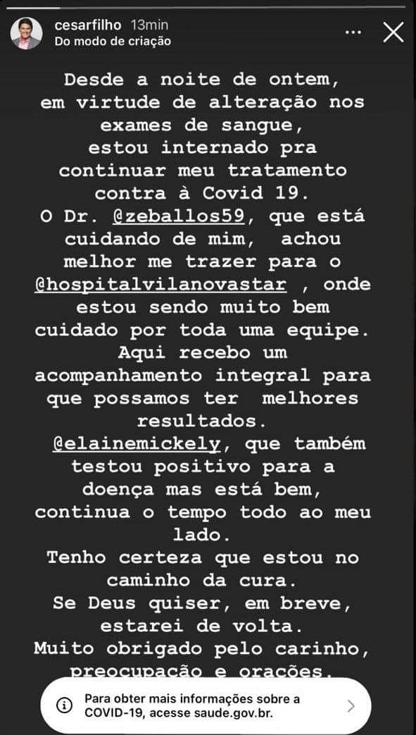 Apresentador fez pronunciamento em suas redes sociais Apresentador fez pronunciamento em suas redes sociais