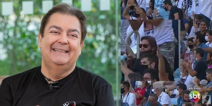 Faustão acompanhou jogo diretamente do Maracanã (Foto: Reprodução/TV Globo/SBT) Faustão acompanhou jogo diretamente do Maracanã (Foto: Reprodução/TV Globo/SBT)