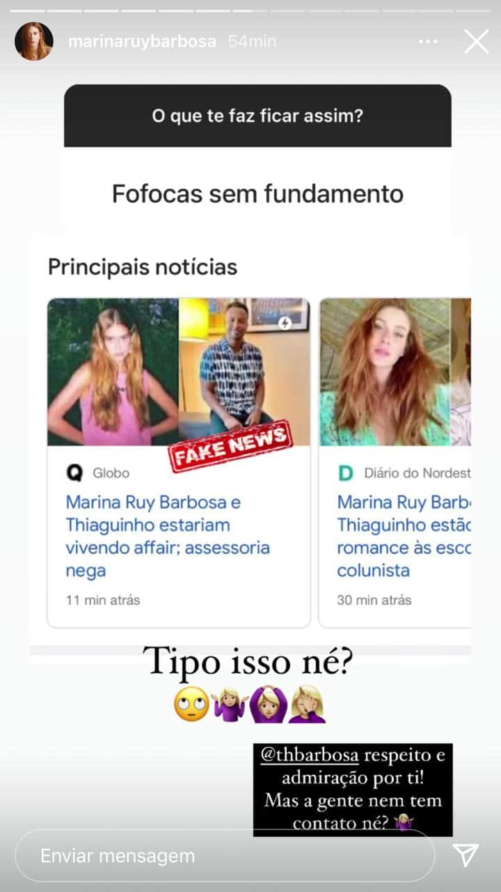 Marina expõe notícia de vez em rede social (Foto: Reprodução) Marina expõe notícia de vez em rede social (Foto: Reprodução)