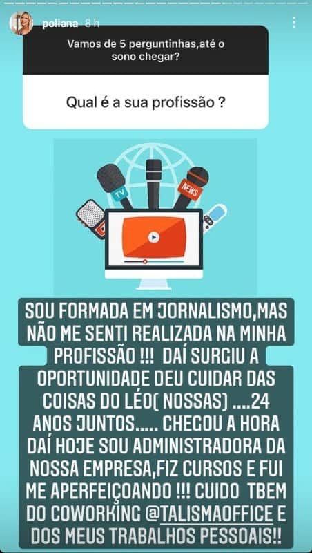 Poliana Rocha falou dos negócios que possui com Leonardo (Foto: Reprodução)
