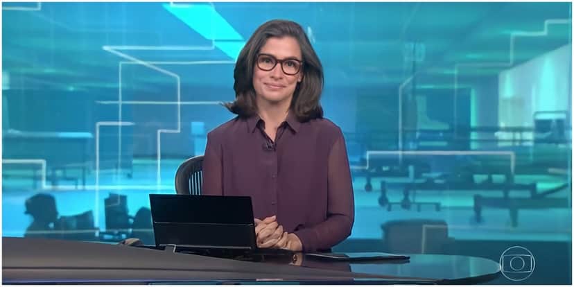 Renata Vasconcellos se emocionou no Jornal Nacional (Foto: Reprodução) Renata Vasconcellos se emocionou no Jornal Nacional (Foto: Reprodução)