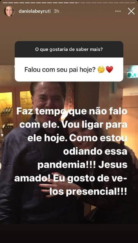 A herdeira do apresentador contou que sente saudades do empresário (Foto: Reprodução/ Instagram) A herdeira do apresentador contou que sente saudades do empresário (Foto: Reprodução/ Instagram)