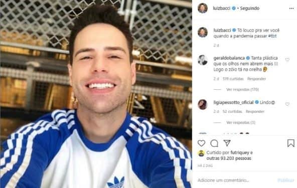 Luiz Bacci confirma relacionamento em legenda nas redes sociais (Reprodução) Luiz Bacci confirma relacionamento em legenda nas redes sociais (Reprodução)