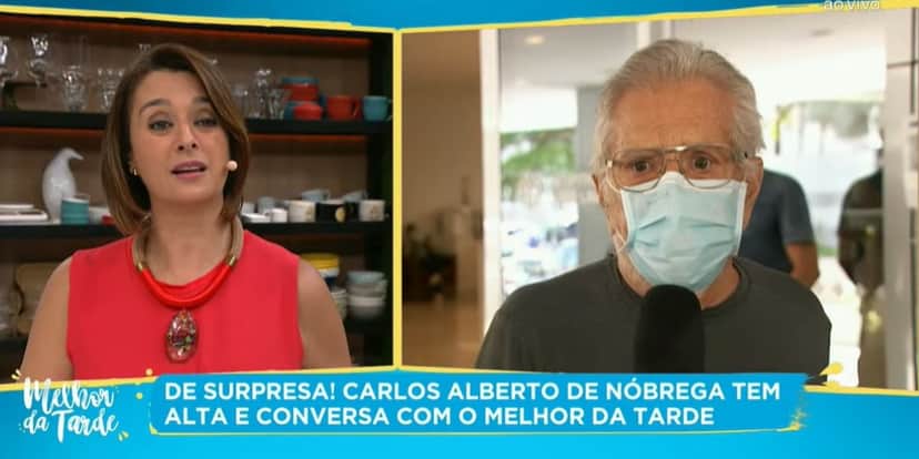Carlos Alberto teve sua primeira aparição após a Covid-19 no programa de Catia Fonseca (Foto: Reprodução) Carlos Alberto teve sua primeira aparição após a Covid-19 no programa de Catia Fonseca (Foto: Reprodução)