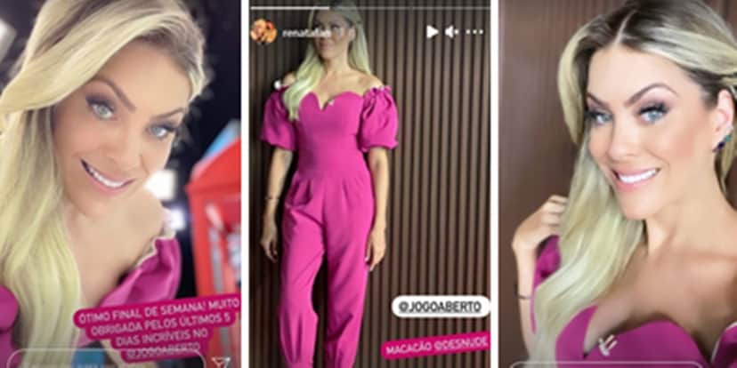 Apresentadora surgiu com vestido decotando deixando parte dos seus seios à mostra (Foto: Montagem/TV Foco) Apresentadora surgiu com vestido decotando deixando parte dos seus seios à mostra (Foto: Montagem/TV Foco)