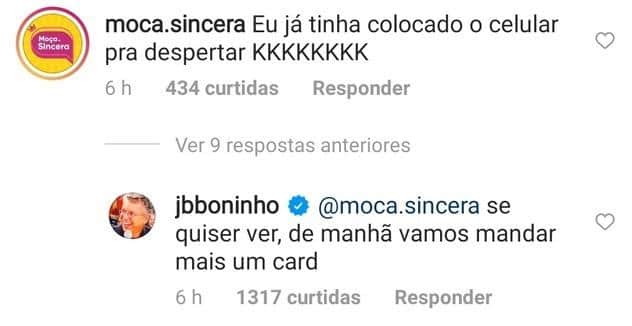 Resposta de Boninho para seguidor (Foto: Reprodução) Resposta de Boninho para seguidor (Foto: Reprodução)
