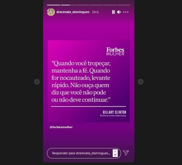 Renata Domingues compartilhou pensamento com os seguidores (Foto: Reprodução/Instagram)