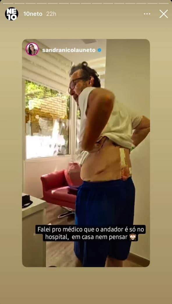 Neto surgiu com um corte enome nas costas (Foto: Reprodução/ Instagram) Neto surgiu com um corte enome nas costas (Foto: Reprodução/ Instagram)