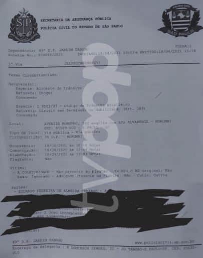 Documento sobre Dudu Camargo (Reprodução) Documento sobre Dudu Camargo (Reprodução)
