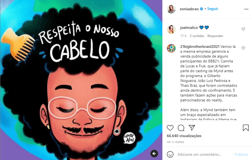 Sonia Abrão compartilha mensagem na última segunda-feira, 5, sobre caso racista no BBB21 (Reprodução) Sonia Abrão compartilha mensagem na última segunda-feira, 5, sobre caso racista no BBB21 (Reprodução)