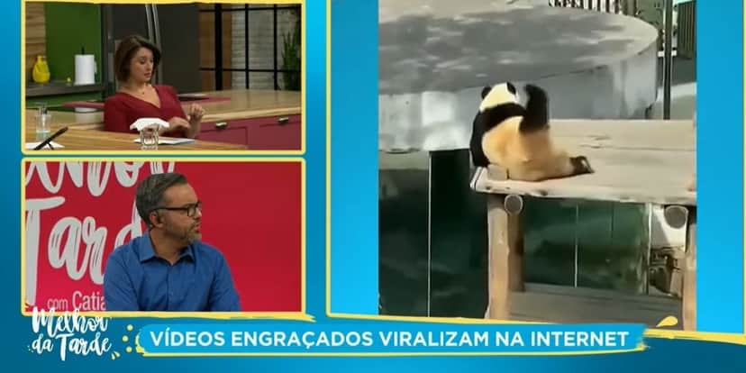 Catia Fonseca coçando as costas e imitando o marido no Melhor da Tarde (Foto: Reprodução) Catia Fonseca coçando as costas e imitando o marido no Melhor da Tarde (Foto: Reprodução)