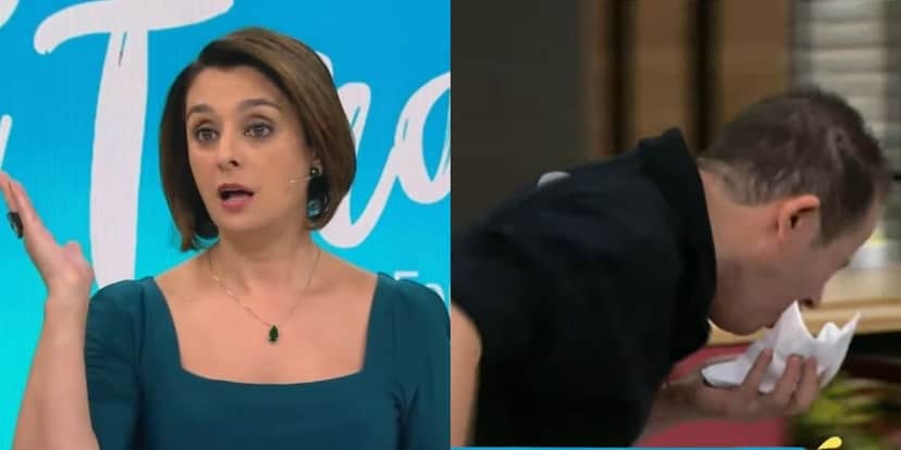 Catia Fonseca obriga funcionário a comer comida fedida, vê vômito ao vivo e gera correria na Band: "Chora não" Catia Fonseca obriga funcionário a comer comida fedida, vê vômito ao vivo e gera correria na Band: "Chora não"