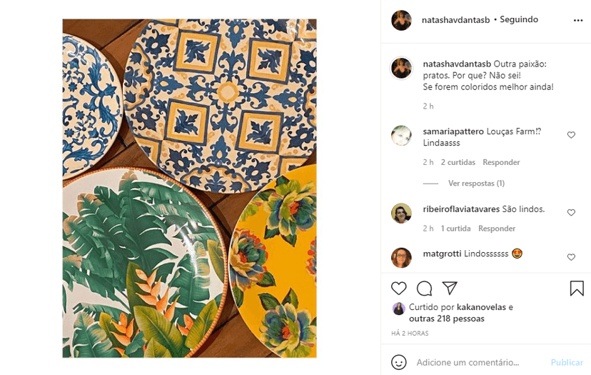 Natasha Dantas mostrou detalhes da prataria de sua casa com o jornalista (Foto: Reprodução/ Instagram) Natasha Dantas mostrou detalhes da prataria de sua casa com o jornalista (Foto: Reprodução/ Instagram)