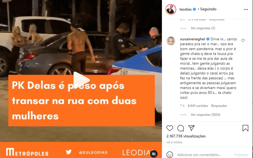 Xuxa Meneghel usou as redes sociais para expor sua indignação após flagra de sexo ao vivo (Foto: Reprodução) Xuxa Meneghel usou as redes sociais para expor sua indignação após flagra de sexo ao vivo (Foto: Reprodução)
