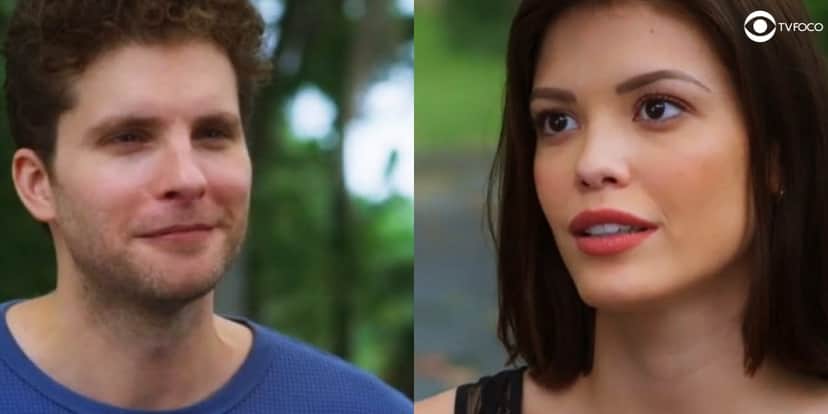 fotomontagem de alan com camisa azul e kyra com regata preta da novela Salve-se Quem Puder fotomontagem de alan com camisa azul e kyra com regata preta da novela Salve-se Quem Puder