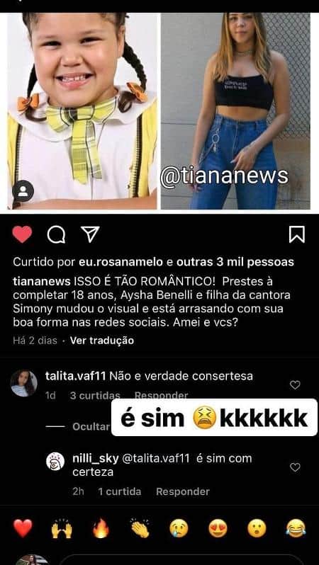 Fãs duvidaram da mudança de Aysha Benelli nas redes sociais (Foto: Reprodução/Instagram) Fãs duvidaram da mudança de Aysha Benelli nas redes sociais (Foto: Reprodução/Instagram)