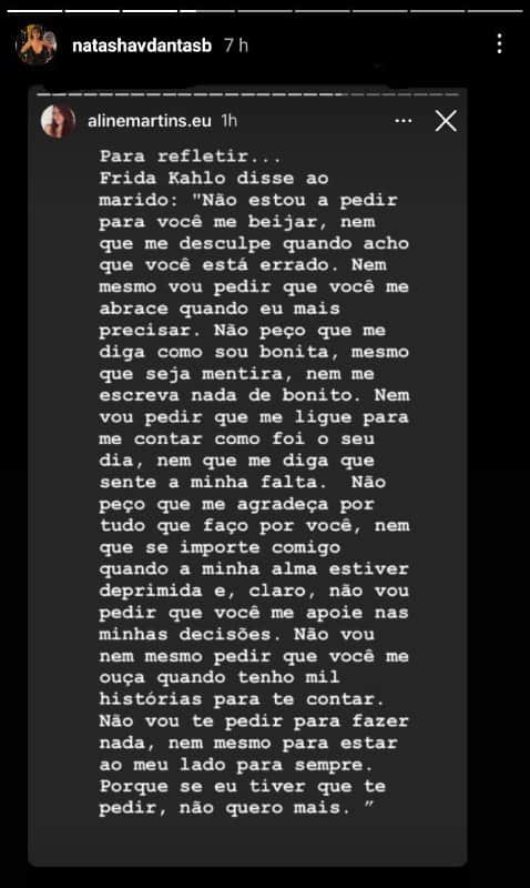 Natasha Dantas fez um desabafo sobre casamento (Foto: Reprodução/ Instagram) Natasha Dantas fez um desabafo sobre casamento (Foto: Reprodução/ Instagram)