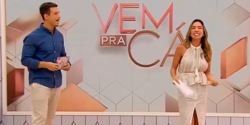 Gabriel Cartolano e Patrícia Abravanel no comando do Vem pra Cá (Foto: Reprodução) Gabriel Cartolano e Patrícia Abravanel no comando do Vem pra Cá (Foto: Reprodução)