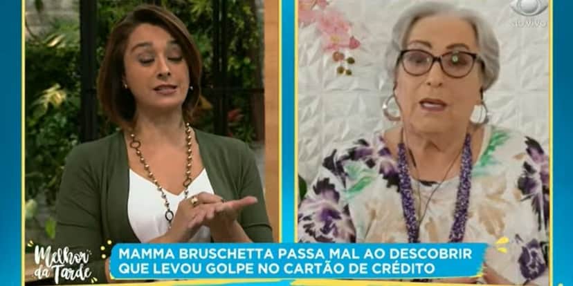 Catia Fonseca e Mamma Bruschetta (Reprodução: Band) Catia Fonseca e Mamma Bruschetta (Reprodução: Band)