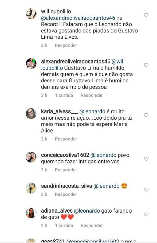 Os comentários na publicação de Gusttavo Lima surpreenderam (Foto: Reprodução) Os comentários na publicação de Gusttavo Lima surpreenderam (Foto: Reprodução)