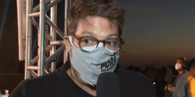 Fábio Porchat com a máscara 'Fora Bolsonaro' (Foto: Reprodução) Fábio Porchat com a máscara 'Fora Bolsonaro' (Foto: Reprodução)