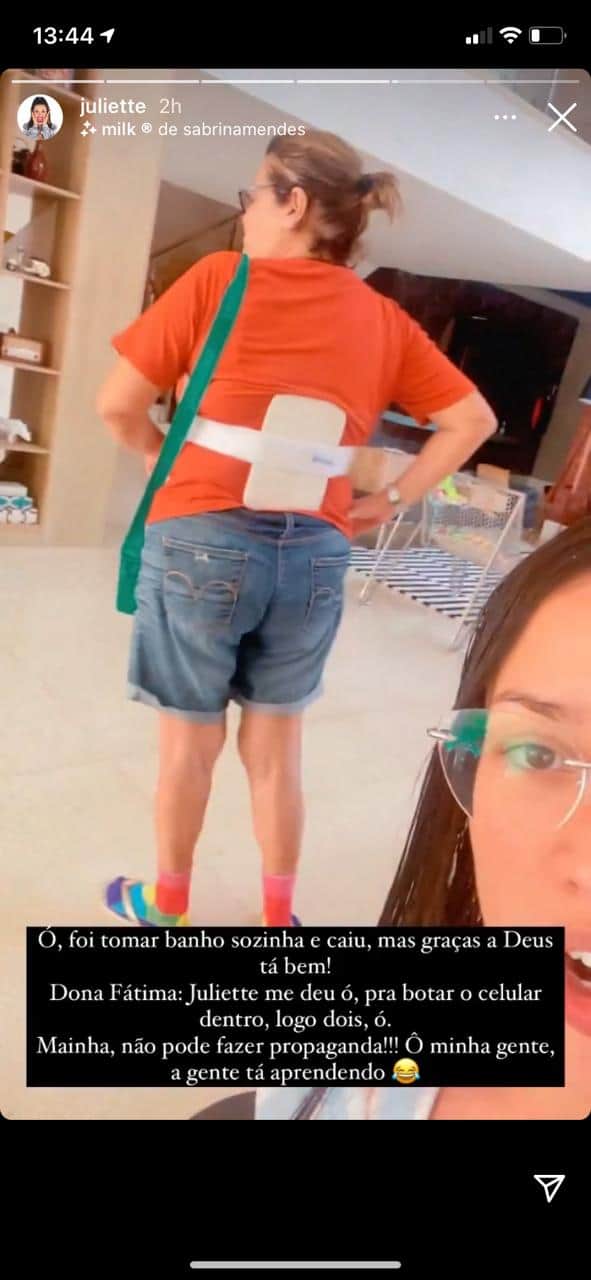 Juliette confirma que mãe sofreu acidente em casa (Reprodução) Juliette confirma que mãe sofreu acidente em casa (Reprodução)