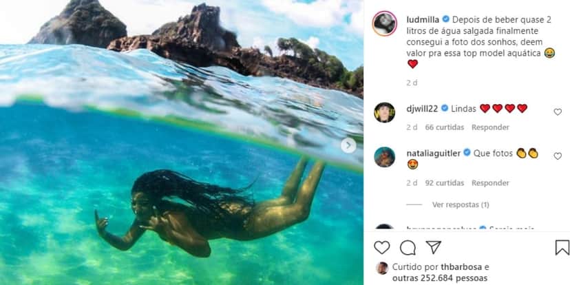 Ludmilla faz relato sobre foto (Reprodução) Ludmilla faz relato sobre foto (Reprodução)