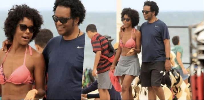 Maju Coutinho foi flagrada por paparazzis na praia ao lado do marido (Foto: JC Pereira/AgNews) Maju Coutinho foi flagrada por paparazzis na praia ao lado do marido (Foto: JC Pereira/AgNews)