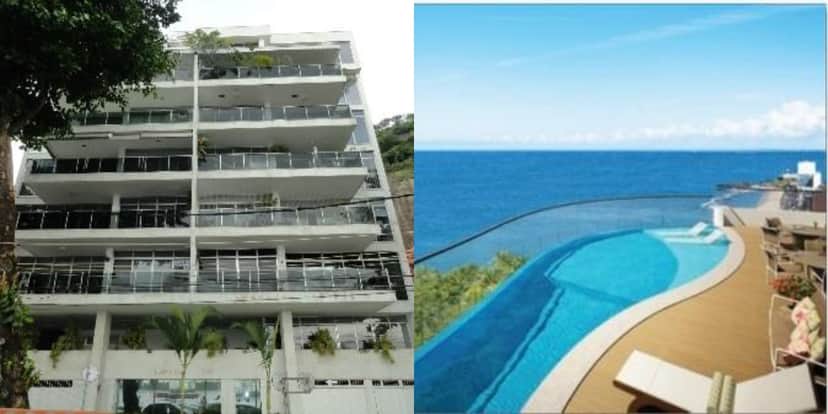 Prédio de Roberto Carlos no bairro da Urca, no Rio, à esquerda, e a cobertura em Salvador, à direita (Foto: Reprodução) Prédio de Roberto Carlos no bairro da Urca, no Rio, à esquerda, e a cobertura em Salvador, à direita (Foto: Reprodução)