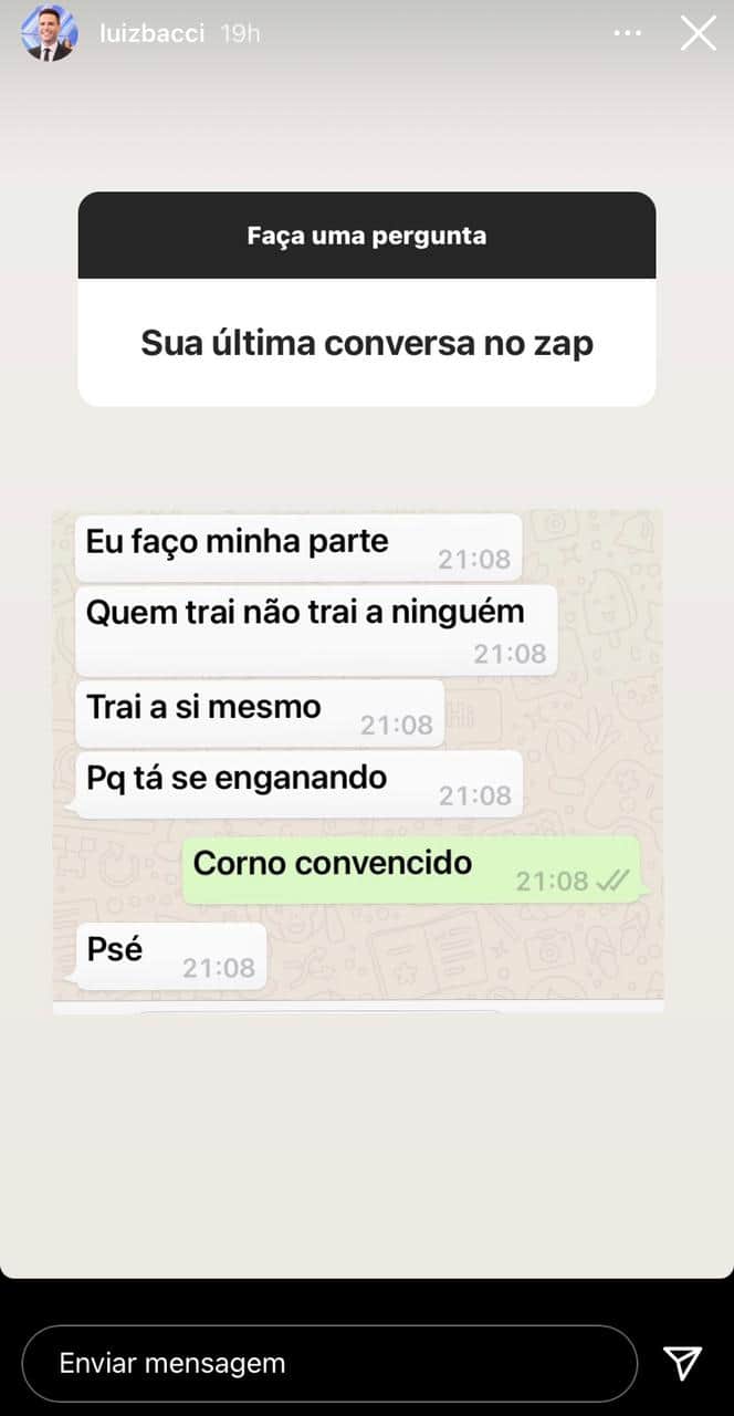 "Meu fetiche", Luiz Bacci escandaliza ao expor sobre sexo com homem e assumir abstinência de relação "Meu fetiche", Luiz Bacci escandaliza ao expor sobre sexo com homem e assumir abstinência de relação