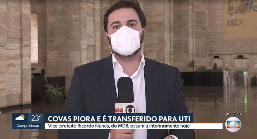 O repórter Filippo Mancuso leu comunicado da prefeitura ao vivo (Foto: Reprodução/TV Globo) O repórter Filippo Mancuso leu comunicado da prefeitura ao vivo (Foto: Reprodução/TV Globo)