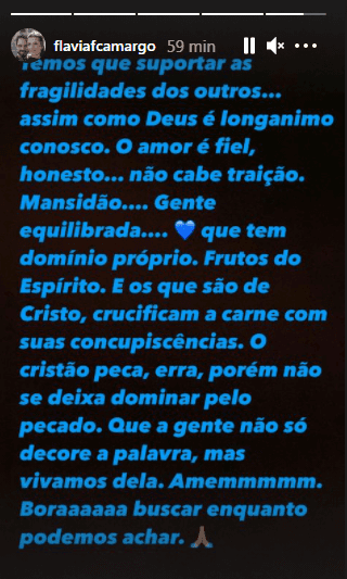 Flávia Camargo usou as redes sociais para se pronunciar a respeito tem acompanhado (Foto: Reprodução) Flávia Camargo usou as redes sociais para se pronunciar a respeito tem acompanhado (Foto: Reprodução)
