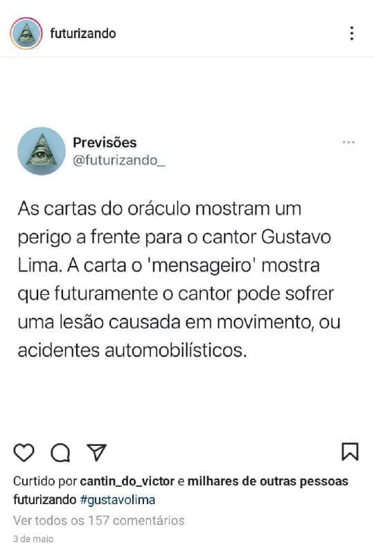 Gusttavo Lima foi alvo de notícia sobre seu futuro (Foto: Reprodução/ Instagram) Gusttavo Lima foi alvo de notícia sobre seu futuro (Foto: Reprodução/ Instagram)