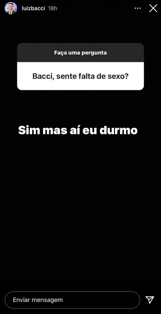 Luiz Bacci admitiu que sente falta de sexo (Reprodução: Instagram) Luiz Bacci admitiu que sente falta de sexo (Reprodução: Instagram)