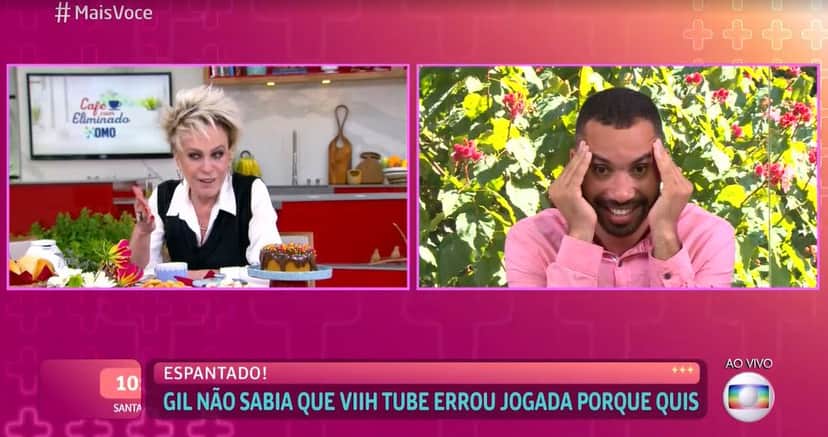 Ana Maria Braga e Gil no "Mais Você" desta segunda-feira (Foto: Reprodução/TV Globo) Ana Maria Braga e Gil no "Mais Você" desta segunda-feira (Foto: Reprodução/TV Globo)