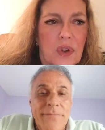 Maria Zilda durante a polêmica live com Oscar Magrini (Foto: Reprodução/Instagram) Maria Zilda durante a polêmica live com Oscar Magrini (Foto: Reprodução/Instagram)