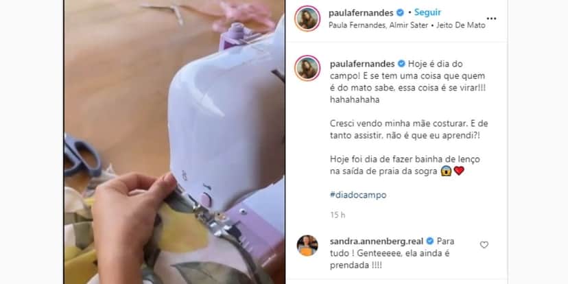 Sandra Annenberg rasgou elogios à Paula Fernandes (Reprodução: Instagram) Sandra Annenberg rasgou elogios à Paula Fernandes (Reprodução: Instagram)