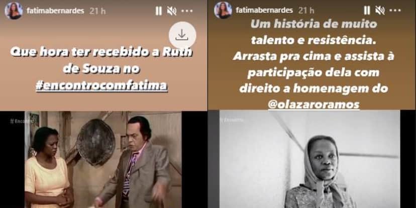 Ruth de Souza comemoraria 100 anos nesta semana (Foto: Reprodução/Instagram/TV Globo) Ruth de Souza comemoraria 100 anos nesta semana (Foto: Reprodução/Instagram/TV Globo)