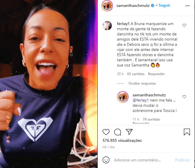 Samantha Schmütz usou as redes sociais para fazer desabafo e alfinetou Deborah Secco (Foto: Reprodução) Samantha Schmütz usou as redes sociais para fazer desabafo e alfinetou Deborah Secco (Foto: Reprodução)