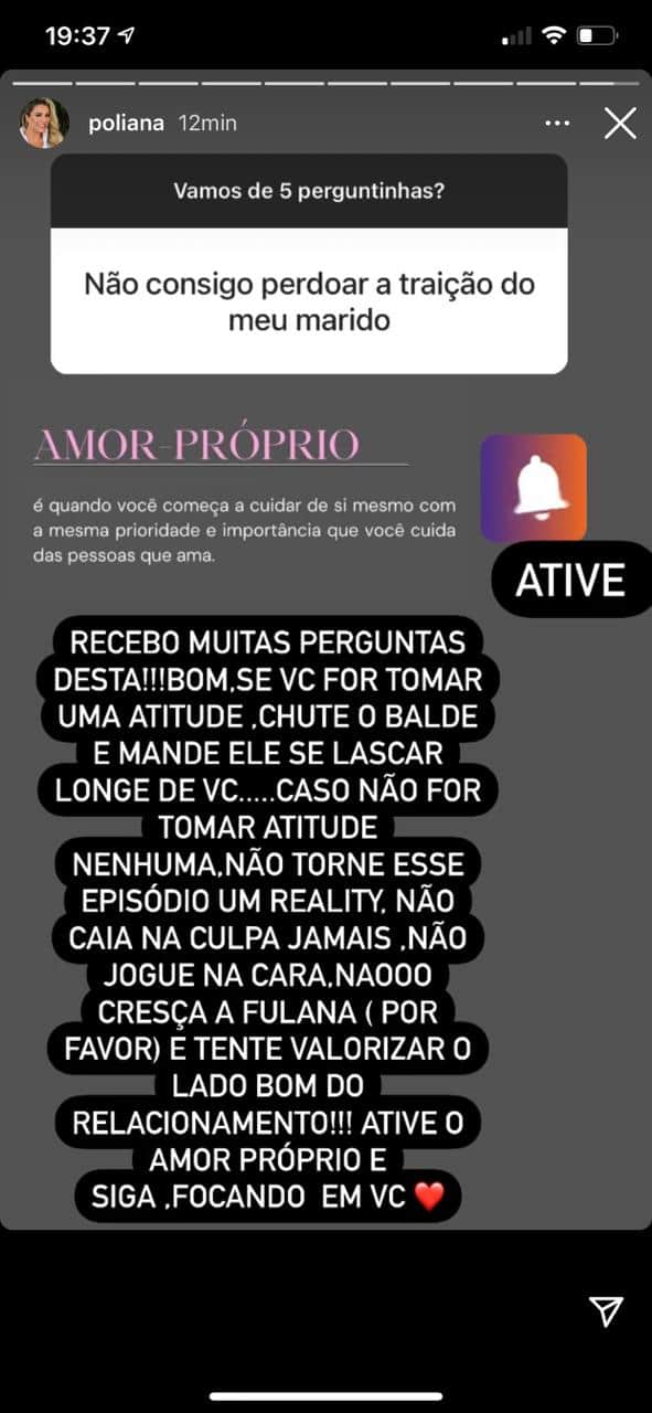 Poliana Rocha fala sobre fim de relacionamentos nas redes sociais (Reprodução) Poliana Rocha fala sobre fim de relacionamentos nas redes sociais (Reprodução)