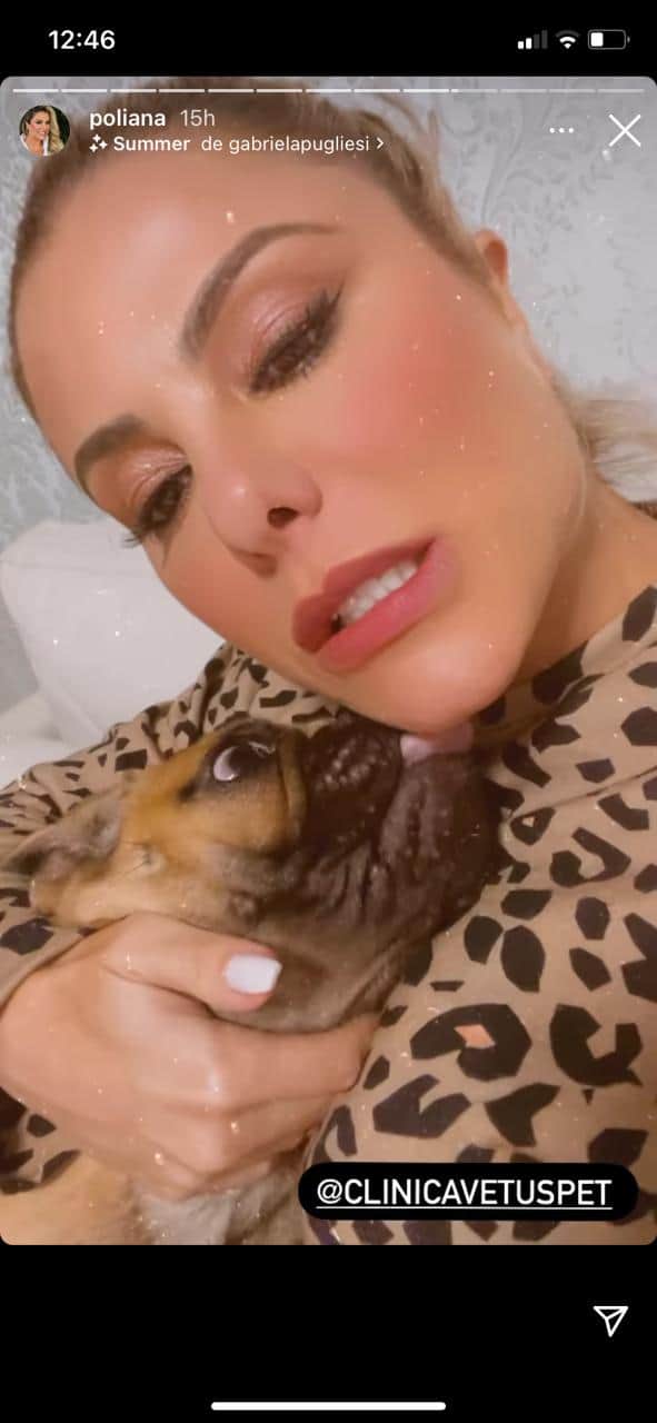 Poliana Rocha recebe lambida de parceira fiel (Reprodução) Poliana Rocha recebe lambida de parceira fiel (Reprodução)